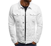 TOTDYIKH Men's Casual Classic Denim Jacket, Men's Denim Jacket Slim Fit Fashion Jean Coat (Medium,White)