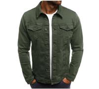 TOTDYIKH Men's Casual Classic Denim Jacket, Men's Denim Jacket Slim Fit Fashion Jean Coat (X-Large,Army Green)