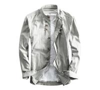 TOTDYIKH Soulona Katana Shirt,Premium LinenJapan Style Shirt,Soulona Men's Katana Japan Style Shirt (Large,Light Gray)