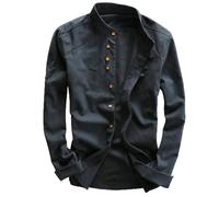 TOTDYIKH Soulona Katana Shirt,Premium LinenJapan Style Shirt,Soulona Men's Katana Japan Style Shirt (Large,Navy Blue)