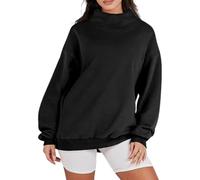 TOTDYIKH Sweatshirt Slit Mock, Women's Oversized Sweatshirts Turtleneck Pullover Long Sleeve Hoodies Tops (Medium,Black)