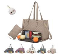 Tote and Luxe Co Bag, 3 in 1 luxe mega Quilted Tote Bag for Women with Lunch Compartment, for Work and Travel (01)