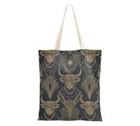 Tote Bag Art-deco Highland Cow Pattern Canvas Totes for Women Cute Gifts blanks Canvas Tote Bag