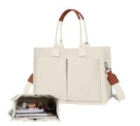 Tote Bag Canvas - Expandable Shoulder Handbags | Lightweight Puffer Work Handbag With Zip | Large Bag With Laptop Compartment | Laptop Compartment & Water Bottle Pocket For Work School Travel Co