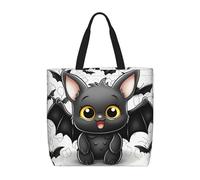 Tote Bag for Women Cute Cartoon Elephant Hold Heart Shoulder Bag with Zipper Handbag Large Capacity Reusable Grocery Bag, Cute Bat, One Size
