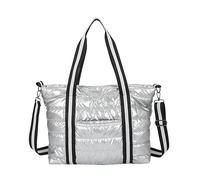 Tote Bag for Women, Quilted Puffer Tote Bag, Shoulder Handbag Crossbody Bag with Zipper for Travel Work Sports Best Gift, Silver, M