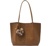 Tote Bag for Women Vintage PU Leather Shoulder Handbag Large Capacity Chic Brown Purse for Fall(Brown)