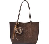 Tote Bag for Women Vintage PU Leather Shoulder Handbag Large Capacity Chic Brown Purse for Fall(Coffee)
