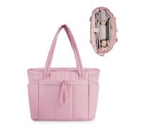 Tote Bag for Women with Zip Large Capacity Shoulder Handbag with 15.6 Inch Laptop Compartment and 40oz Water Bottle Pocket for Work School Travel, Pink (Patent Pending)