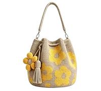 Tote Bag,Handmade Lightweight Fashion Handbag With Floral Pattern,Handmade Crochet Floral Pattern Tote Bag | For Women And Girls, Beach, Summer Vacation, The Office, Indoor And Outdoor