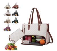 Tote Bag Lunch Bag Combo 2 in 1 with Lunch Compartment for Women, 15.6 Inch Multifunctional Travel Tote for Work, School, and Daily Use