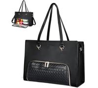 Tote Bag Lunch Bag Combo, Laptop Bag with Insulated Lunch Compartment, Laptop Handbag 17.3 Inches, 2-in-1 Work Bag, Women's Large, Briefcase, Waterproof, Shopper Bag, Leather, for Business, School