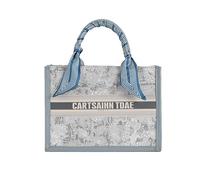 Tote bag luxury Women cotton linen shoulder Crossbody handbag large capacity Portable Travel Beach Holiday Shoping tote bag, D_blue(small)