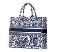 Tote bag luxury Women cotton linen shoulder Crossbody handbag large capacity Portable Travel Beach Holiday Shoping tote bag, Blue