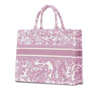 Tote bag luxury Women cotton linen shoulder Crossbody handbag large capacity Portable Travel Beach Holiday Shoping tote bag, Pink