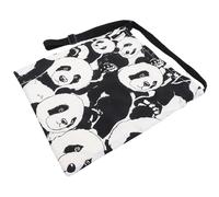 Tote Bag Panda Pattern Canvas Black with Large Capacity and Magnetic Buckle, Reusable Polyester Shopper Bag for Fashionable Daily Grocery and Casual Use