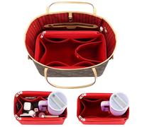 Tote Bag Purse Organizer Insert Pouches Fit for Neverful MM GM, Red Handbag Organizer with Water Bottle Holder Compatible with Stanley Cup, Purse Essentials Compartment Inserts Gifts for Women Large