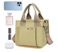 Tote Bag - Reinforced Cotton Construction, 23cm Large Capacity, Convenient Tote Bag with Shoulder Strap, Shopping Bag with Handle, Inner Multi Compartment Compartment for Outdoor Travel, Pick, khaki