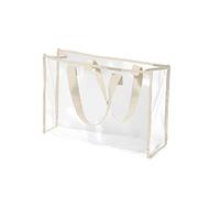 Tote Bag Transparent Beach Large Clear Tote Clear Beach Bags PVC Carry See Through Bag Waterproof Wash Large Capacity Clearily for Stadium Swim Shopping(Letter Color is Random),20X37X35Cm Khaki