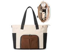 Tote Bag with Stanley Cup holder & Laptop Compartment, Work Bag for Women With Zipper & 2 Cup Compartments Inside for Travel, Nurse, Camping, 27L, 15.6" Laptop