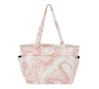 Tote Bag with Water Bottle Pocket, Marble Pink White Tote Bag for Women