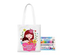 Tote Bags for Painting, Coloring Bag with Brushes, Mother's Day Art Craft With Painting Pens Learning Activities For Kids From 3 Years Girls Boys Preschool Outdoor Travel, style 7, se beskrivning