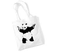 Tote Bags For Women Banksy Panda Printed Cotton Shopper Bag Gifts WHITE