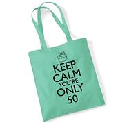 Tote Bags For Women Keep Calm 50th Birthday Printed Cotton Shopper Bag Gifts Mint