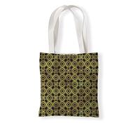 Tote Bags Golden Black Geometry Canvas Tote Bag Stitched Long Handle for Women Man Children Work School Beach Grocery Foldable Shopping Fabric Cloth Bag Washable 2 Pieces (33x37 cm)