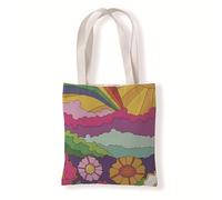 Tote Bags Pink Yellow Flowers Canvas Tote Bag Stitched Long Handle for Women Man Children Work School Beach Grocery Foldable Shopping Fabric Cloth Bag Washable 2 Pieces (33x37 cm)