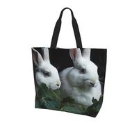 Tote Bags Rabbit Eats Green Leaves Reusable Handbag Large Capacity Shoulder Bags For Summer Travel Beach