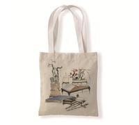 Tote Bags Retro Chinese Beige Canvas Tote Bag Stitched Long Handle for Women Man Children Work School Beach Grocery Foldable Shopping Fabric Cloth Bag Washable 2 Pieces (33x37 cm)