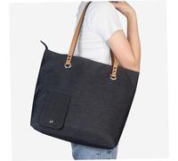 Tote Beach Bag,Canvas Wine Purse with Hidden Spout and Dispenser Flask,Leak-Proof Wine Cooler Bag for Traveling Picnics Beach - Black