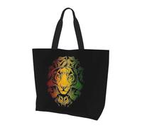 Tote Shoulder Bags Canvas Rasta Lion Stripe Shopping Large Capacity Shoulder Bags Shopper Grocery Handbag for Women Leisure Holiday or Birthday Gifts