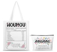 Totebag Nanny, Tote Bag with Small Pouch, Set of 2 Women's Cotton Tote Bag, white, 1