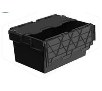 Totebox 10x 54 Litre Storage Box/Attached Lid Container in Black (600 x 400 x 320h mm)