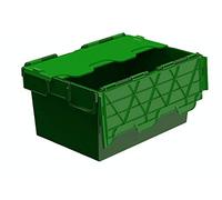 Totebox 10x 54 Litre Storage Box/Attached Lid Container in Green (600 x 400 x 320h mm)