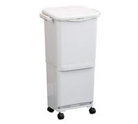 TOTEBOX 45L Dry and Wet Separation Trash Can, 2-Tier Vertical Recycling Bins for Kitchen, Three Compartment Food Waste Bins on Wheels
