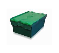 Totebox 5x 40 Litre Storage Box/Attached Lid Container in Green (600 x 400 x 250h mm)