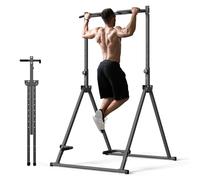 TOTEBOX Foldable Power Tower Dip Station Pull Up Bar, Stable Triangular Base, Height Adjustable, Multifunction Home Gym Strength Training Equipment for Pull-ups, Legs Raise, Press-up, Dipping