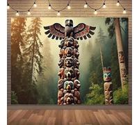 totem pole background flag - a symbolic polyester decoration for parties and outdoor celebrations 350x240CM
