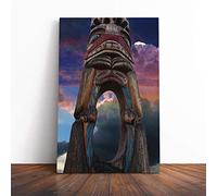 Totem Pole Native American Canvas Wall Art Print 30x20 Inch