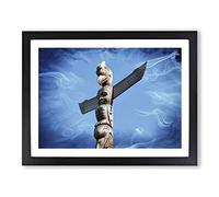 Totem Pole Native American No.2 Modern Framed Print | A3 Black Framed Wall Art | Ready to Hang | Modern Nature Picture | Living Room Bedroom Lounge Office