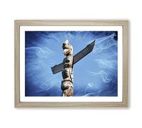 Totem Pole Native American No.2 Modern Framed Print | A4 Oak Framed Wall Art | Ready to Hang | Modern Nature Picture | Living Room Bedroom Lounge Office
