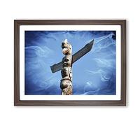 Totem Pole Native American No.2 Modern Framed Print | A4 Walnut Framed Wall Art | Ready to Hang | Modern Nature Picture | Living Room Bedroom Lounge Office