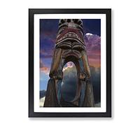 Totem Pole Native American No.3 Modern Framed Print | A3 Black Framed Wall Art | Ready to Hang | Modern Nature Picture | Living Room Bedroom Lounge Office