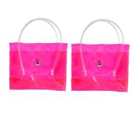 TotePrint 2PCS Clear Plastic Tote Bags with Buttons Closed, Simple Beach Bag Cosmetic Storage Bag for Girls., Pink-2pcs