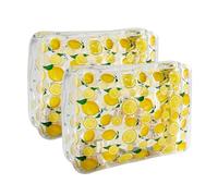 TotePrint 2PCS Red Cherry Transparent PVC Cosmetic Bag, Portable Waterproof Storage Bag for Girls' Cosmetics and Toiletries., Lemon printing-2pcs, Travel Case