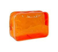 TotePrint Clear PVC Toiletry Bags in 1 Bright Colours Large Capacity, Orange-1 piece, 18x12x6cm, Minimalist