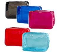 TotePrint Clear PVC Toiletry Bags in 5 Bright Colours, Large Capacity, De-d1126-y2, Modern
